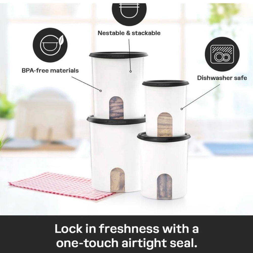 NEW (NIP) Tupperware one Touch 4 piece Canister Set - Picture 6 of 8